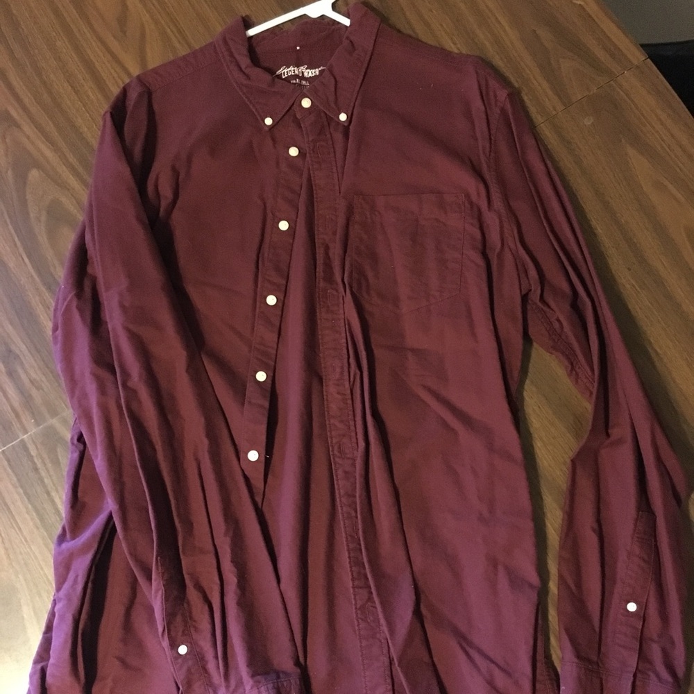 Eddie Bauer button-up dress shirt in burgundy